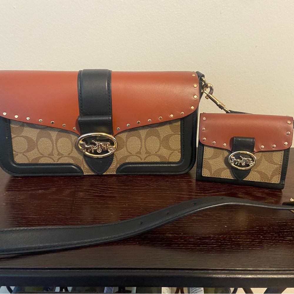 Coach Brown and Black Women's Bag and Wallet Set